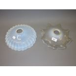Two 19th Century circular Vaseline glass lamp shades