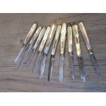 Collection of ten various silver and mother of pearl handled folding fruit knives, mainly 19th