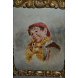 Italian school oil, portrait of a boy, signed Ciappa, ornate gilt framed, 11ins x 9ins