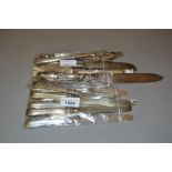 Set of six Georgian / Victorian silver dessert knives and forks (at fault) together with a small