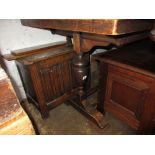 Reproduction rectangular oak refectory style dining table on turned bulbous end supports with