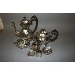 Three piece plated teaset and other miscellaneous plated items