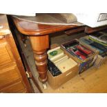 Victorian mahogany pull-out extending dining table, the moulded top above a moulded frieze raised on