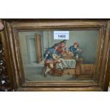 Early 19th Century watercolour, Dutch musicians in an interior, 6ins x 8ins