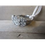 18ct White gold diamond triple cluster ring
