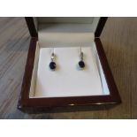 Pair of 18ct white gold sapphire and diamond set drop earrings