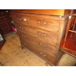 George III mahogany straight front chest of two short and three long drawers with brass swan neck