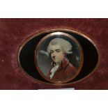 Late 18th or early 19th Century watercolour portrait miniature on ivory of Sir John D' Oily, in a