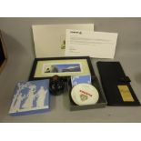 Quantity of Queen Elizabeth II memorabilia including Farewell Cruise print, Wallet and Wedgwood dish