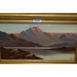 J.H. Boel, oil on canvas, Scottish Highland loch scene, signed and dated 1913, 8ins x 16ins, gilt