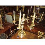 Pair of good quality 20th Century silvered metal three light table lamps in the form of 18th Century