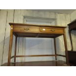 20th Century oak and green leather inset two drawer writing table, on square tapering supports