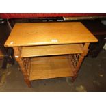 Arts and crafts light oak book table Overall in good condition, just slight knocks and marks to wood