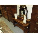 19th Century mahogany Duchesse dressing table, the adjustable mirror on turned tapering reeded and