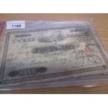 Two 19th Century Scottish Tweed Bank five pound notes, bearing various stamps and handwriting
