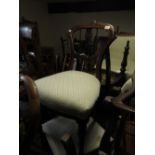 Pair of Victorian walnut balloon back side chairs with carved moulded rails, overstuffed seats and
