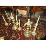 Pair of good quality 20th Century silvered metal three light table lamps in the form of 18th Century