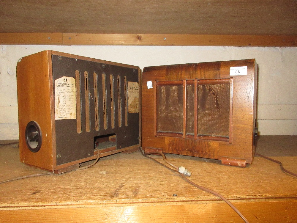 Pair of Art Deco walnut cased loud speakers