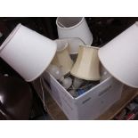 Collection of various alabaster and glass table lamps