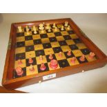 Late 19th / early 20th Century Jaques of London, mahogany cased travelling chess set with plain