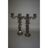 Pair of good quality Elkington Maisson and Company silver plated candelabra, each in the form of a
