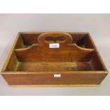 George III mahogany two division cutlery tray with carrying handle Minor knocks to edges but no