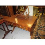 Early 19th Century mahogany drop leaf sofa table with two frieze drawers raised on rectangular and