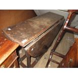 Small antique oak oval drop-leaf gateleg dining table