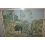 William Russell Flint, Limited Edition proof print, female standing in a stone doorway, 17ins x