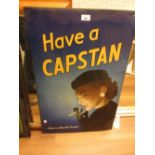 1950's Silk screen printed metal advertising sign, ' Have a Capstan ', 29.5ins x 19.5ins Generally