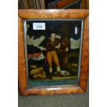 Pair of early 19th Century maple framed reverse painted glass pictures, ' The Watchful Shepherd '