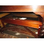 20th Century rectangular mahogany glass inset coffee table on square tapering supports, together