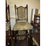 Set of eight (six plus two) 20th Century oak chairs with floral upholstered backs and seats, on