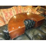 Early 20th Century mahogany half round drop leaf occasional table in the form of a hunt table raised