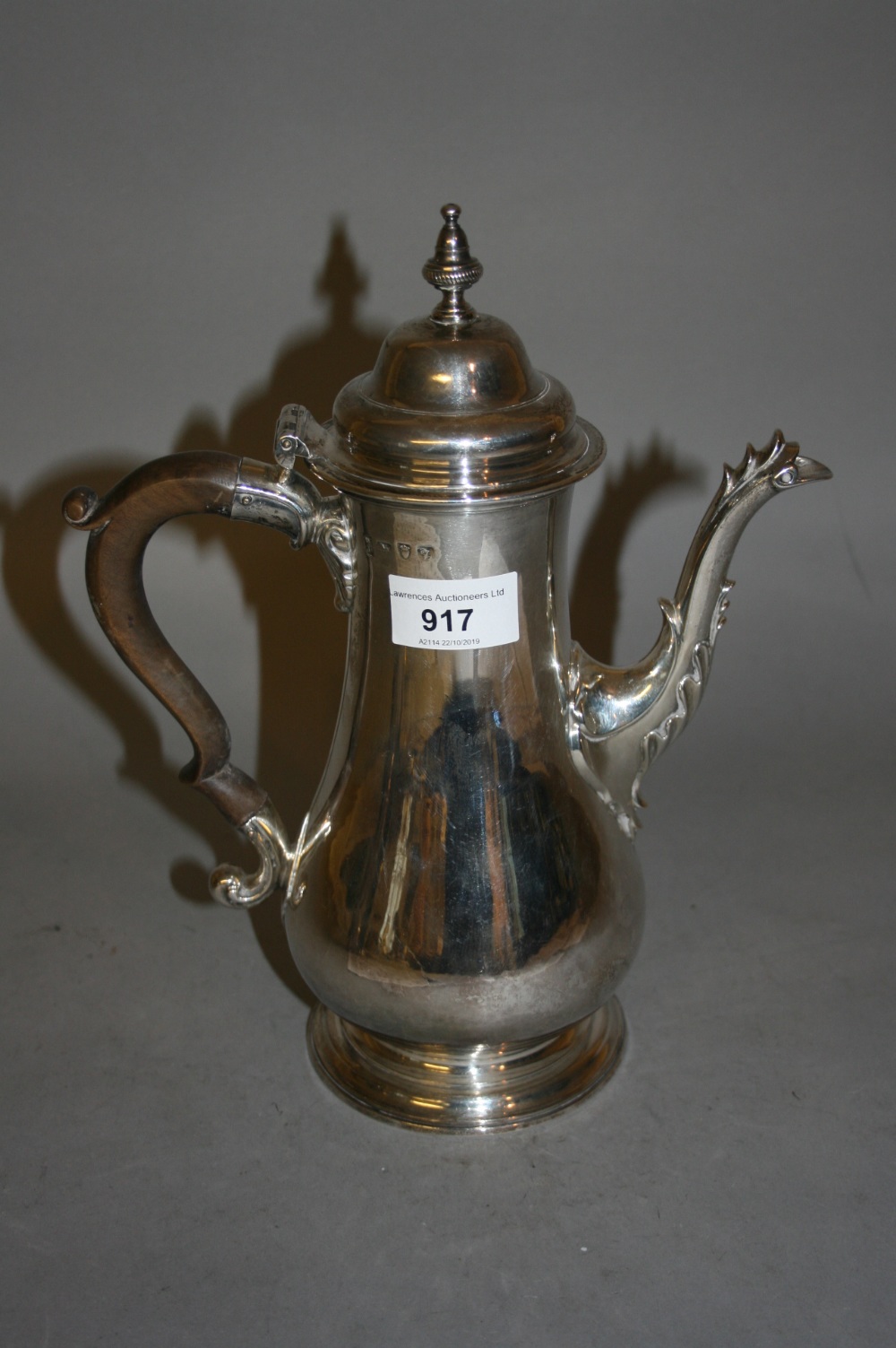 George III silver coffee pot of baluster form, London 1765