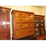 Victorian mahogany straight front chest of two short and three long drawers with knob handles