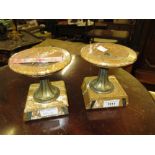 Pair of Art Deco marble and gilt metal side urns