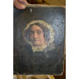 19th Century oil on canvas, head and shoulder portrait of a lady, re-lined and unframed, together