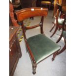 Set of six George IV mahogany rail back dining chairs with drop in seats on turned octagonal