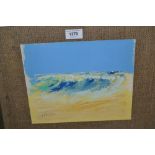 Attributed to Donald Hamilton Fraser, mixed media painting on paper, study of breaking waves, signed