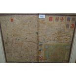 John Speed, 17th Century hand coloured map, the County of Somersetshire, 14.5ins x 20ins, gilt