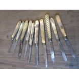 Collection of ten various 19th Century silver and mother of pearl folding fruit knives