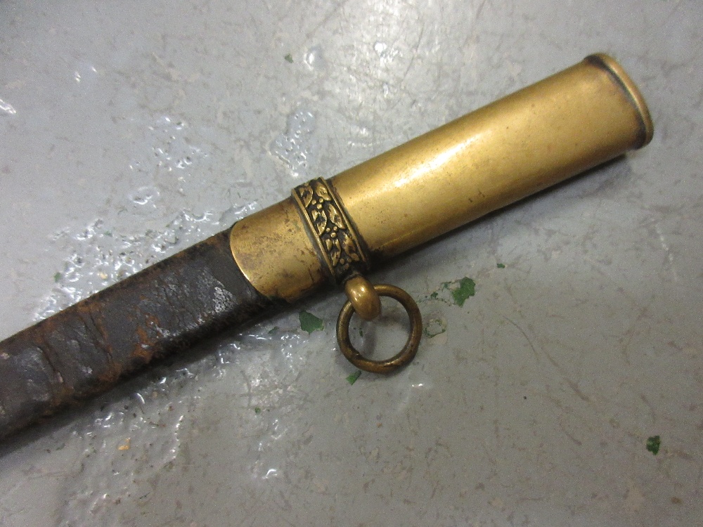 R.A.F. officer's dress sword with shagreen grip and a brass mounted leather scabbard Condition as - Image 17 of 17