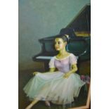 G. Shaver / Shaven ?, oil on canvas, study of a ballet dancer beside a piano, together with