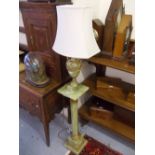 Mid 20th Century green onyx jardinere stand together with a green onyx and gilt metal table lamp