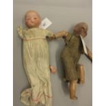 Armand Marseille, German bisque headed baby doll with sleeping eyes and closed mouth, 9ins tall,