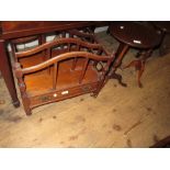 Late 19th Century oak canterbury with turned decoration, three division top and single long drawer