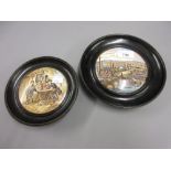 Two 19th Century Pratt ware pot lids, the Universal Exhibition 1867 and a humorous depiction of
