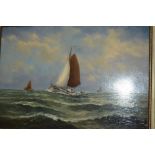 H. A. Jaarsma mid 20th Century oil on board, single masted sailing ships at sea, signed and dated