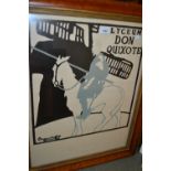 Maple framed lithographic print advertising Don Quixote at the Lyceum theatre